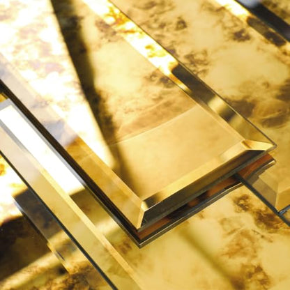 Lovdeco Peel & Stick Gold Antique Mirror Tile 3x12 Inch Beveled (20 Pcs) - color: Gold Light Antique, size: 3x12 inch