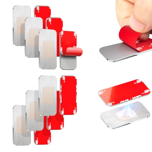 PHIXBEAR 6 Pack No Drill Magnetic Cabinet Catches, Ultra Thin Stainless Steel with Strong Adhesive for Kitchen, Bathroom, Closet, RV Door Closing - color: Silver