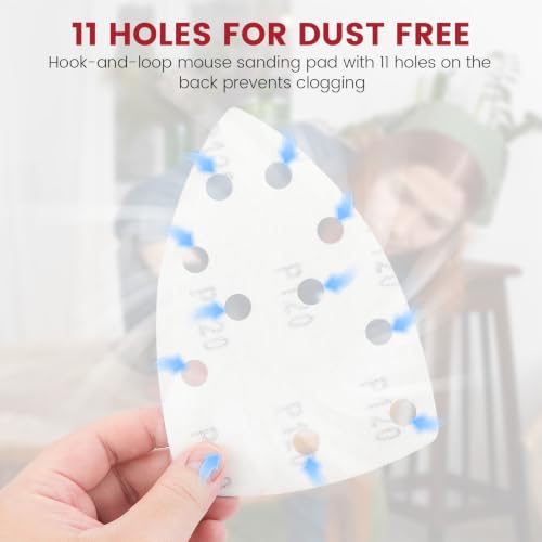 11‑Hole Mouse Detail Sander Sandpaper, 70‑Pack Triangular Sander Pads