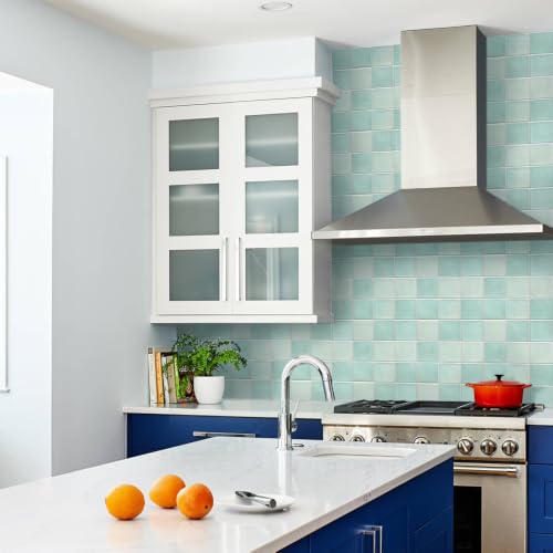 Commomy Matte 3D Peel and Stick Tile 10 Pcs 11.8"x11.8",Light Teal Green - color: Light Teal Green