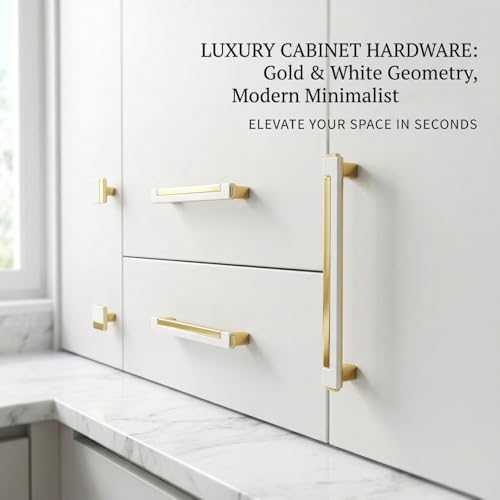 10 Pack White Gold Square Cabinet Knobs, Single Hole - color: White Gold, size: Square