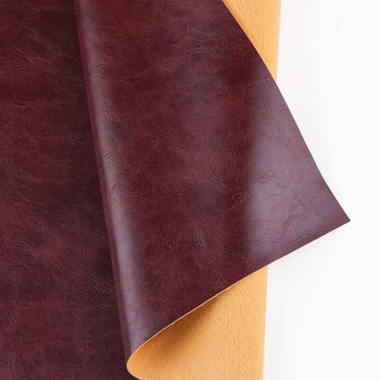 Faux Leather Sheets Smooth Surface One Yard Leather Fabric for DIY Crafting Thick Durable Synthetic Repholstery PU Leather Vinyl 36"x54" Large Size Upholstery Fabric (Burgundy, Cut by one Yard) - color: Burgundy