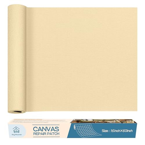 KING MOUNTAIN Canvas Repair Patch 16×60 Inch Self-Adhesive Waterproof Fabric Patch for Sofas, Tents, Furniture,Tote Bags, Car Seats (Beige) - color: Beige, size: Canvas-16"w×60"l
