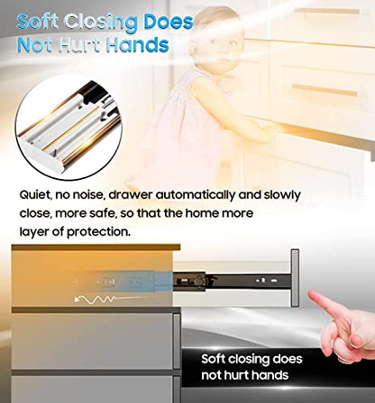 YENUO Soft Close Drawer Slides Full Extension Ball Bearing 12–24 Inch 100LB - color: Black-Soft Close, size: 14 Inch