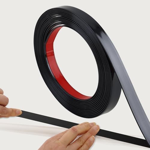 Brushed Black Peel and Stick Wall & Molding Trim, Flexible DIY Strip for Mirror, Floor, Cabinet, Ceiling, Tile Edge (16.4 ft x 0.4 inch) - color: Brushed Black, size: 16.4 ft x 0.4 inch