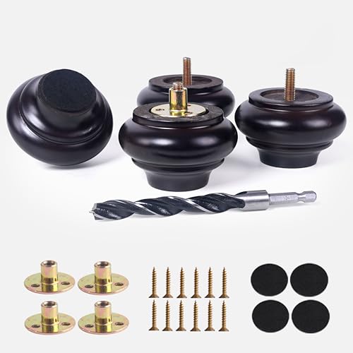 Short Wood Furniture Legs Couch Legs 2 Inch Sofa Legs,Wood Legs for Furniture Set of 4 Bench Legs,Wooden Legs Replacement Cabinet Legs Dresser Legs(Brown Color) - color: Black Brown, size: 2 Inch