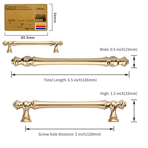 Amerdeco 10 Pack Brushed Brass Cabinet Pulls 5" - color: Brushed Brass, size: 5" hole center