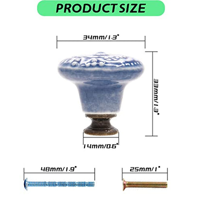 Piutouyar Light Blue Ceramic Knobs, 34mm / 1.3 Inch, 10Pcs - color: Light Blue, size: 10 Pieces