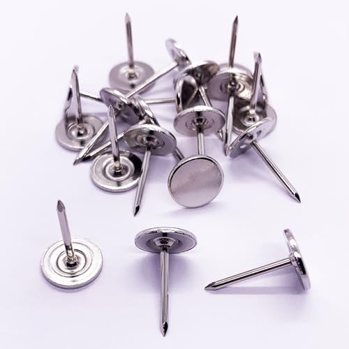 Maozaa Flat Head Upholstery Tacks, 100pcs 7/16" Silver Thumb Tacks - color: Silver - Flat Head