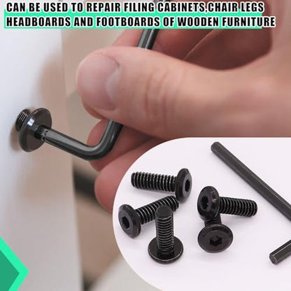 Twidec/30 Sets 1/4-20x15mm Threaded Inserts for Wood Furniture Screw Nut Kit Bolt Fastener Connector with 1/4-20x20mm Screw-in Nuts and Hex Wrench N-083-30set - size: 1/4-20x 15mm