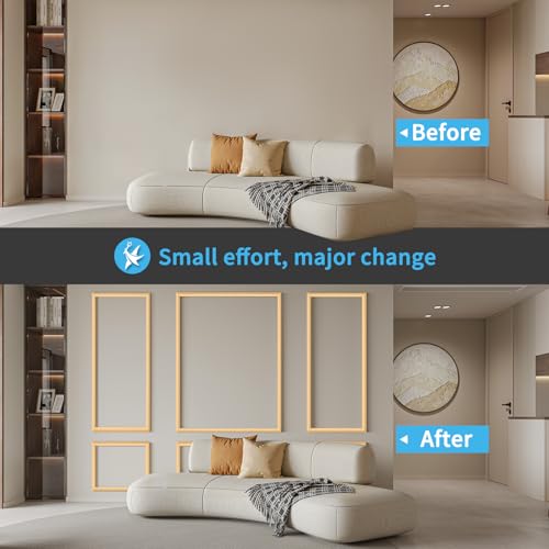 Art3d Pre-Cut Wall Molding Set of 6 pcs, 3 Top 3 Bottom, Oak - color: Oak: Style 1