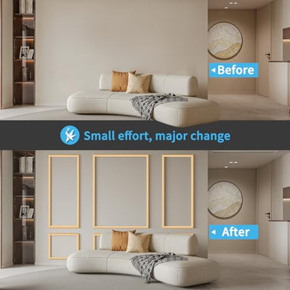 Art3d Pre-Cut Wall Molding Set of 6 pcs, 3 Top 3 Bottom, Oak - color: ‎Oak: Style 2