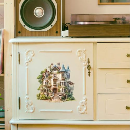 Peacoblue Baroque-Style Villa Rub On Transfers for Furniture Craft 6"x12" - style: Baroque-Style Villa