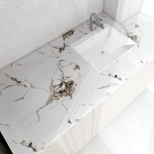 White Marble Contact Paper for Countertops 15.7"x118" - color: White, size: 15.7" x 118"