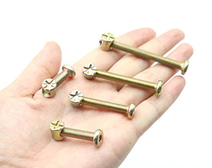 Crib Hardware Screws, 70 Pcs M6 Furniture Barrel Nut Bolt Assortment Kit, Hex Socket M6 x 15mm/ 20mm/ 25mm/ 45mm/ 75mm/ 80mm Crib Bolt Barrel Nut and Wood Dowel Pins