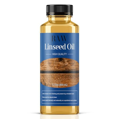 Raw Linseed Oil for Wood Protection - Refreshes Wood Naturally - 7.1 oz - color: Yellow