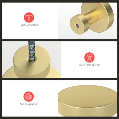 homdiy 30 Pack Brushed Gold Cabinet Knobs, Round Brass Dresser Knobs - color: Gold