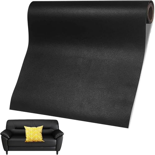 Leather Repair Patch, 24 x 54 Inch, Self Adhesive Leather Repair Tape, Large Vinyl Patch Kit, Vinyl Repair Tape, for Couches, Car Seats, Chairs, Furniture (Black) - color: Black
