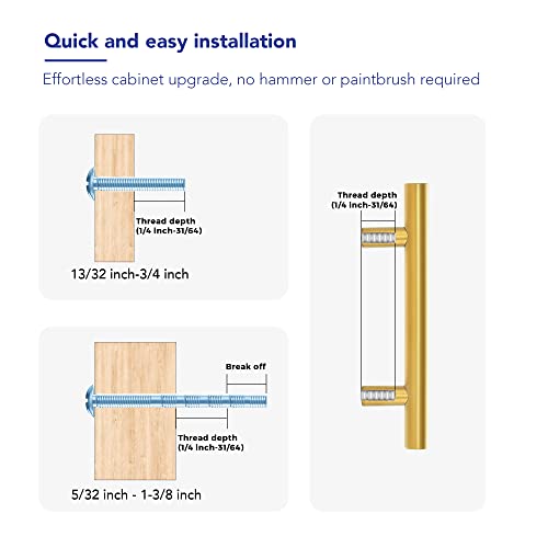 Ravinte Hardware Gold Cabinet Handles Drawer Pulls 3 Inch CC 10 Pack - color: Gold T-Shaped, size: 3" Hole Center