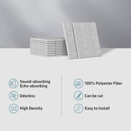 12 Pack Acoustic Panels, 11.8"x11.8" Sound Absorbing Wall Panel,Silver Grey - color: Silver Grey, size: 11.8" x 11.8"