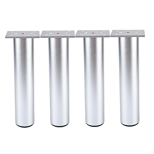 4 Inch Aluminium Alloy Metal Furniture Legs, Set of 4 Round Silver - color: Silver, size: 4"/10cm