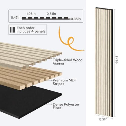 Olanglab Wood Panels for Wall 4Pack 94.5"x12.6" Rustic Oak - color: Rustic Oak