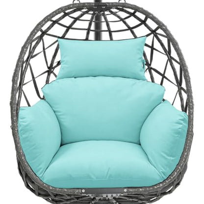Egg Chair Cushion Replacement, Waterproof Thicken Hanging Egg Swing Chair Cushion for Outdoor Furniture, Wicker Rattan Hammock Basket Cushion with Headrest Pillow 47x31.5x4.7 inch(Teal) - color: Teal