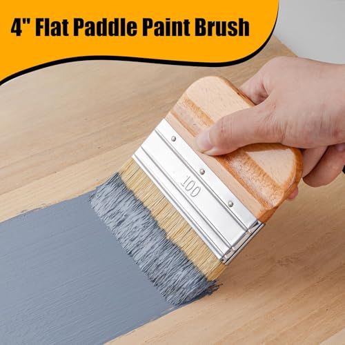 5 Pack Natural Bristle Chalk Wax Brush, Brushes for Furniture - size: 1 Large, 3 Small, Paddle Brush