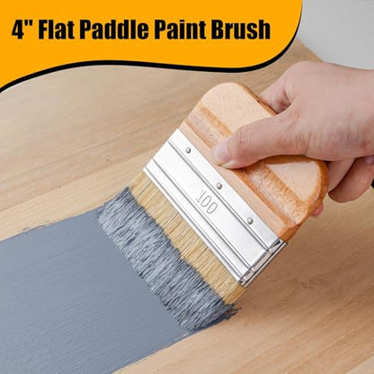 5 Pack Natural Bristle Chalk Wax Brush, Brushes for Furniture - size: 1 Large, 3 Small, Paddle Brush