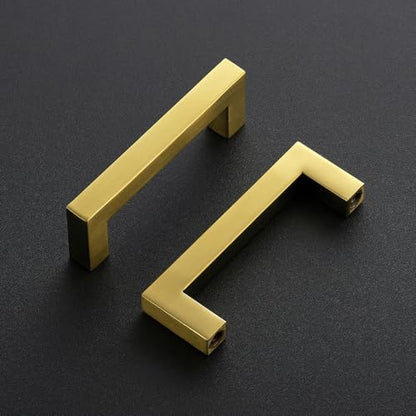 Ravinte Gold Square Pulls Cabinet Handles,3-1/2 Inch,30 Pack - color: Brushed Brass, size: 3-1/2 Inch Hole Center