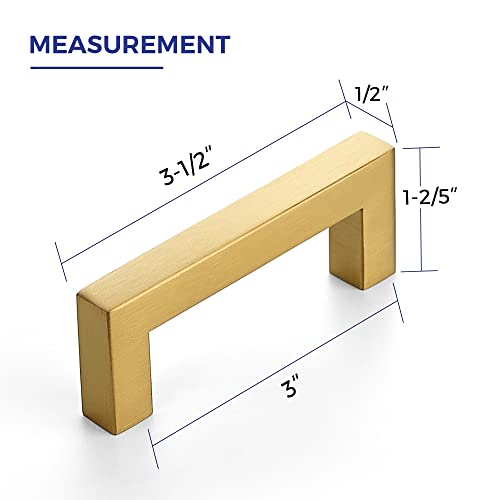 Ravinte Hardware Gold Cabinet Handles Drawer Pulls 3 Inch CC 25 Pack - color: Gold Square, size: 3" Hole Center
