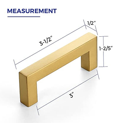 Ravinte Hardware Gold Cabinet Handles Drawer Pulls 3 Inch CC 25 Pack - color: Gold Square, size: 3" Hole Center