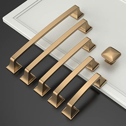 Amerdeco 10 Pack Champagne Bronze Cabinet Hardware 3.75 Inch Hole Center Cabinet Pulls Kitchen Cabinet Handles for Bathroom Dresser Pulls Drawer Pulls ZH002 - color: Champagne Bronze, size: 3.75"/96mm Hole Center