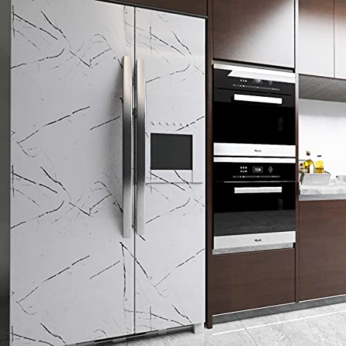 TOTIO Black and White Marble Wallpaper Glossy Thicken 24x197in Granite Look Waterproof Wall Paper Rolls Peel Stick Countertop Contact Paper DIY Adhesive Furniture Stickers Kitchen Table Vinyl Wrap - color: White, size: 24" x 197"