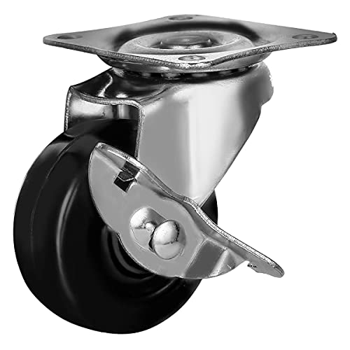 FactorDuty 48 Pack 2" Swivel Caster With Brake Wheels Hard Rubber Base w/Top Plate & Bearing (2" w/brake, 48 pcs) - size: 2" w/ brake, 48 pcs