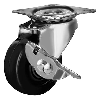 FactorDuty 48 Pack 2" Swivel Caster With Brake Wheels Hard Rubber Base w/Top Plate & Bearing (2" w/brake, 48 pcs) - size: 2" w/ brake, 48 pcs
