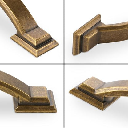 10 Pack 3 Inch Cabinet Pulls Antique Brass Kitchen Cabinet Handles Zinc Alloy Drawer Pulls Solid Cabinet Hardware - color: Antique Brass, size: 3" Hole Center(76mm)
