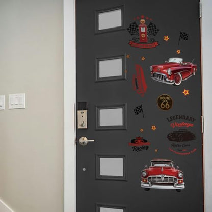 OLYCRAFT 3 Sheets/Set Retro Car Rub on Transfers for Furniture and Crafts 6x12 Inch Red Sports Car Furniture Decal Transfer Stickers Rub on Decal with 1pc Scraper for Wooden Home Wardrobe Decor - style: Retro car