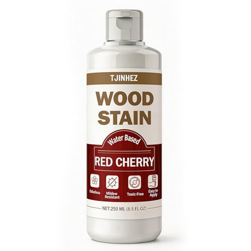 Red Cherry Wood Stain, 8.5oz/250ml Water Based Wood Stain, Premium Indoor & Outdoor Wood Finish for Furniture, Cabinets, Doors & Wood Surfaces - Fast Drying, Low Odor, Non-Toxic & Easy to Use - color: Red Cherry