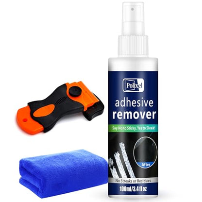 Adhesive Remover Spray - Quickly Removes Stickers, Glue, Tape, Decals, Label & Sticky Residue Safe on Boats, Car Windows, Bumpers & Home Non-Damaging Formula - 3.4oz/100ml