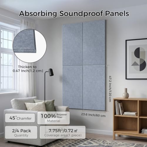 TO-TH Acoustic Panels Thickened Noise Reducing Wall Panel 4 Pack,Light Gray - color: Light Gray, size: 4 Pack