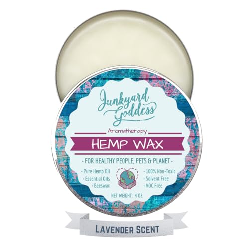 Junkyard Goddess Clear Hemp Wax • Protect, Condition, Nourish, Revitalize, Add Shine and Polish Wood Furniture, Leather, Metal. 100% Natural, Non-Toxic, Solvent-Free, VOC-Free (4 oz, Lavender)