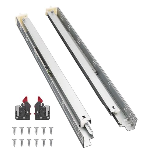 Probrico 1 Pair 21 Inch Undermount Drawer Slides, Full Extension Concealed Drawer Runners Soft Close Bottom Mount Drawer Slides with Rear Mounting Brackets Locking Devices - size: 21 Inch