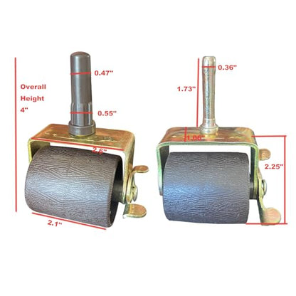 4PCS Locking Metal Stem Wheels Casters Rollers for Bed Frame