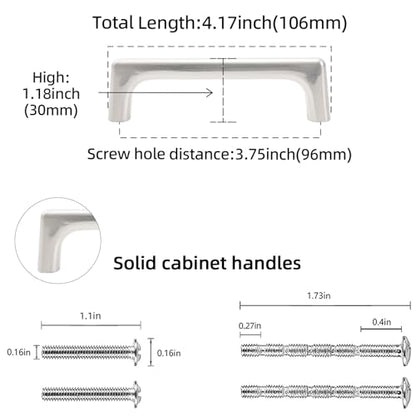 10 Pack 3.75 inch Brushed Satin Nickel Kitchen Cabinet Handles - color: Brushed Satin Nickel, size: 3-3/4 inch Hole Center