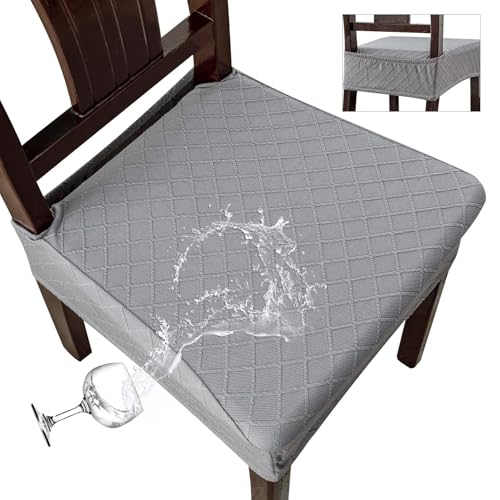 Genina Waterproof Chair Covers for Dining Room,Set of 4,Light Gray - color: Light Gray, size: 4PCS