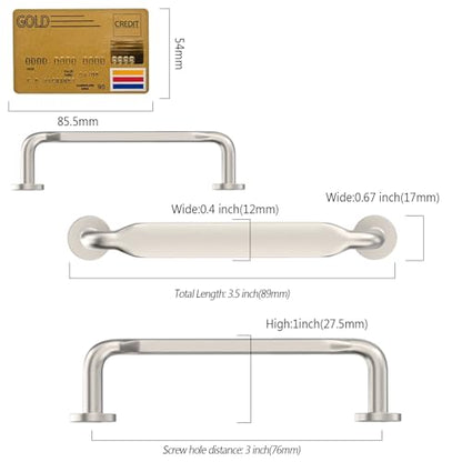 Amerdeco 10 Pack Brushed Satin Nickel Cabinet Pulls 3" - color: Brushed Satin Nickel, size: 3" hole center, style: 10 Pack