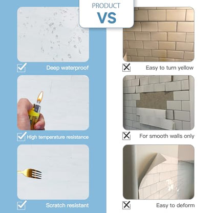 2026 New Upgrade Peel and Stick Backsplash Tile, Peel and Stick 11.34" X 11.57" Wall Tile for Kitchen, Bathroom, Fireplace, Laundry (Polished Marble White Blue, 5 Packs) - color: Polished Marble White Blue