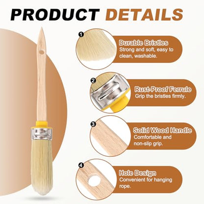 uxcell Wax Paint Brushes 2.1x0.8 Chalk Stencil Brush Oval PET Fiber Wood - size: 2.1 x 0.8 Inch