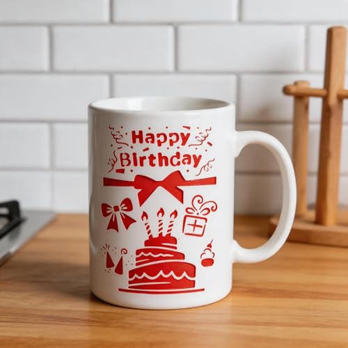 TIAMECH A4 Reusable Happy Birthday Cake Stencil for Painting - color: Happy Birthday Cake